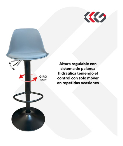 Set De 2 Bancos Bar Barra Cocina Respaldo Posapie Base Negra Acabado de la estructura Gris Color Gris