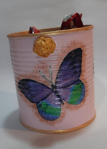 Latas Artesanales Mariposas Con Bombones O Caramelos. .