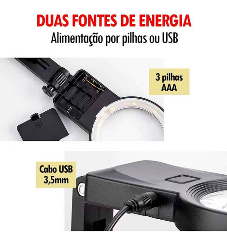 Lupa De Bancada Profissional Completa Com Lente Dupla