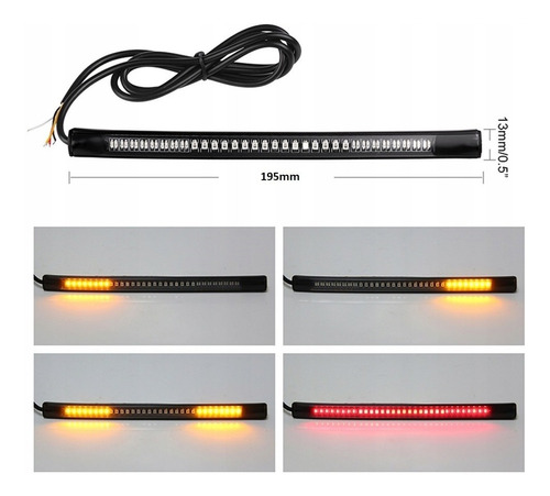 Stop Con Direccionales Integradas Cinta Led Flex Moto Carro