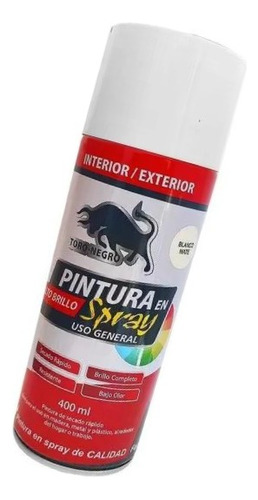 Pintura Spray Toro Negro Blanco Mate 400ml