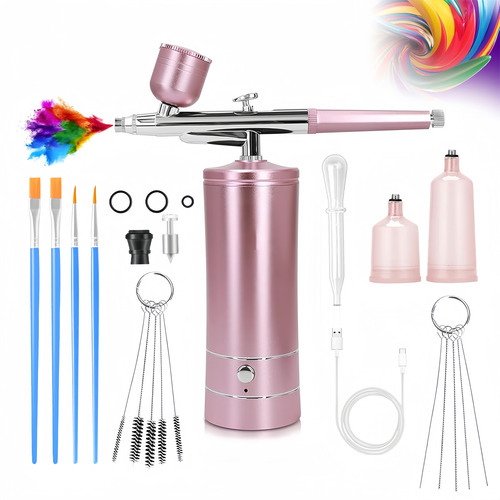 Mini Aerógrafo Recarregável Kit Compressor Sem Fio Portátil