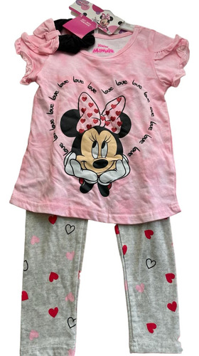Set Conjunto 3 Pz Disney Minnie Mouse Mimi Niña 5 Años Dona