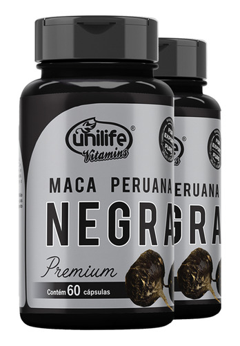Kit 2 Maca Peruana Negra Premium Unilife 60 Cápsulas