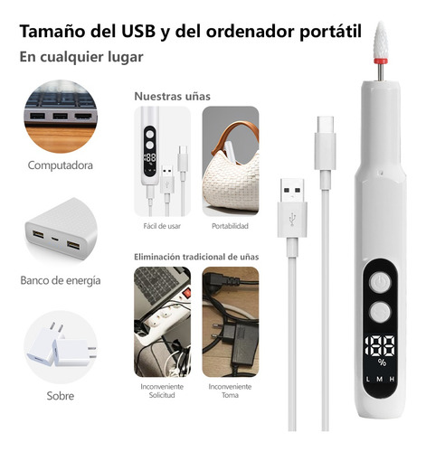 Kit De Uñas Taladro De Uñas Lima De Uñas Eléctrica Motor De