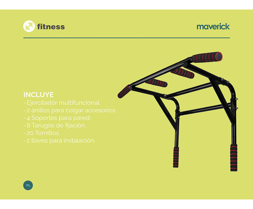 Barra Para Dominadas Maverick Fit00023 Bald Multifuncional