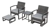 Comprar Patiorama Juego De 5 Muebles Para Patio Mimbre Color Gris Gris