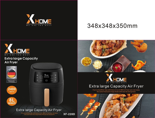 Freidora De Aire Sin Aceite Air Fryer Digital 8 Litros Xhome