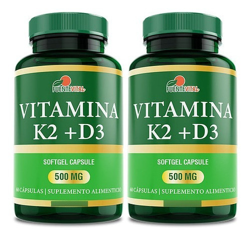 Vitaminas K2 + D3 500mg Fv 2 Frascos 120 Soft Gel