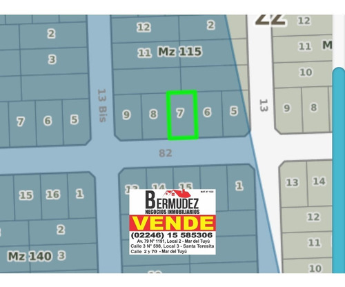 Imagen 11 de 12 de Lote Venta Mar Del Tuyu Calle 82 Entre 13 Y 13bis