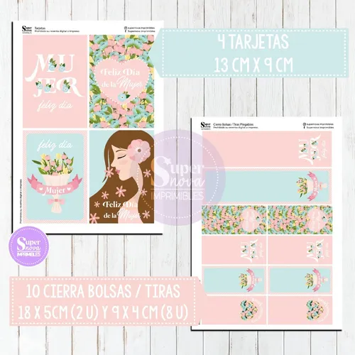 Kit Imprimible Día De La Mujer Lovely Tags Etiquetas Sticker