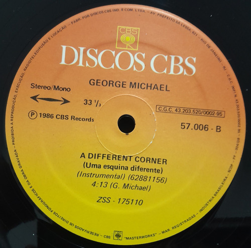 George Michael - A Different Corner Vinil Single Nacional