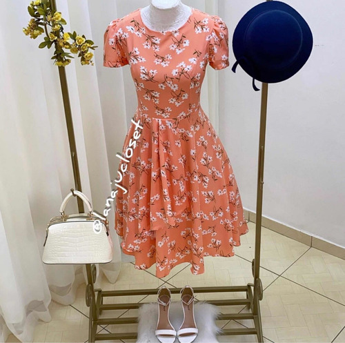 Imagem 4 de 7 de Vestido Midi Rodado Coral Sophia