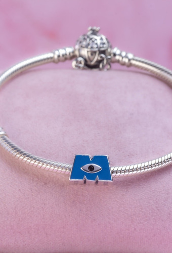 Charm Pandora Monster Inc Logo Plata Azul