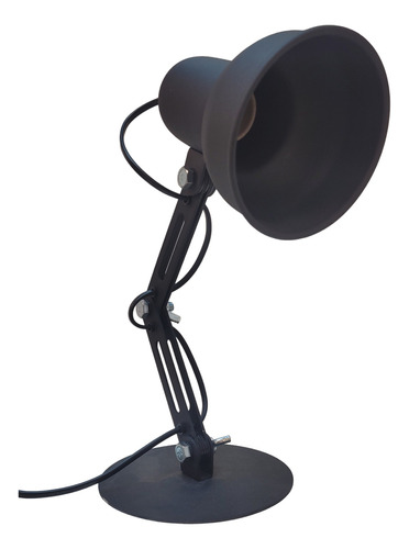 Lámpara Velador Escritorio Hierro Negro Articulado E27 Lf
