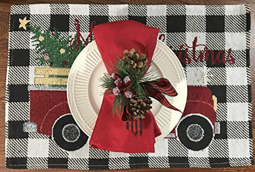 Merry Christmas Country Holiday Truck And Tree Placemats, S