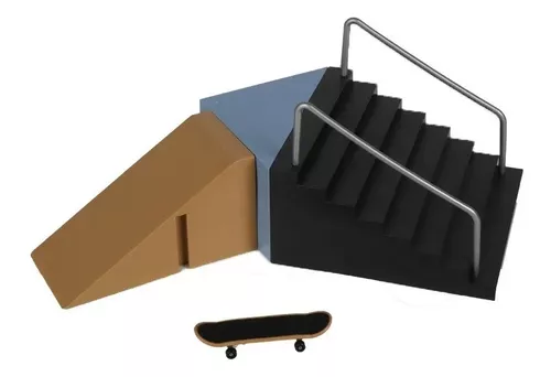 Rampa de Skate de Dedo Pista Tech Deck com Corrimão Brinquedo MDF