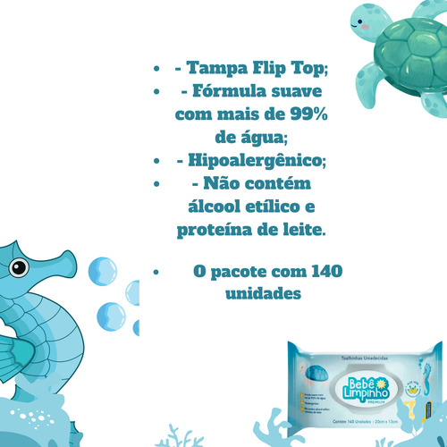 Lenços Umedecidos Bebê Limpinho Cimed 3 Kit 420 Unidades