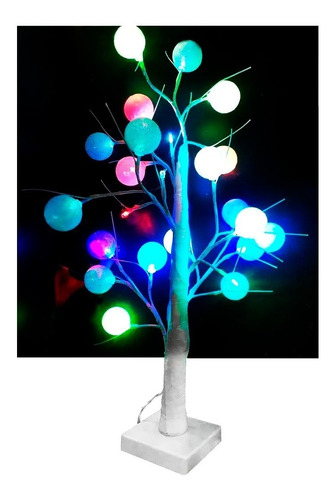 Arbol De Navidad Blanco Elegante Luces Led Multicolor 55 Cm