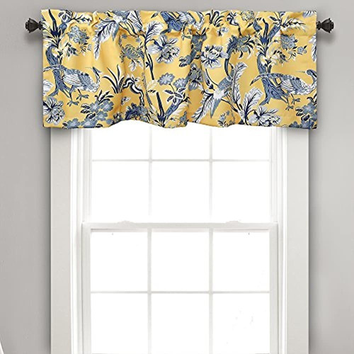 Lush Decor Dolores Valance Bird Floral Print Single Curtain,