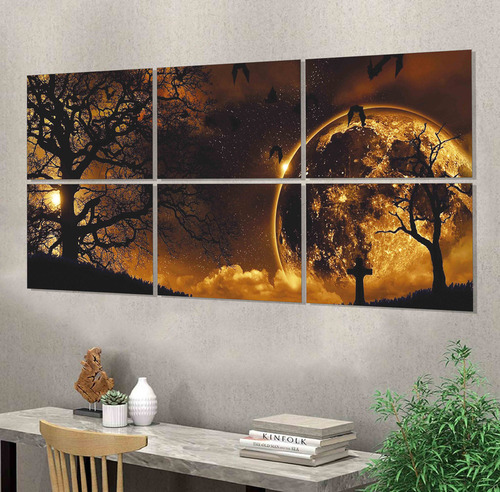 Cuadro Campo Y Luna 55cm X 120cm Paisaje Deco Cod:1090