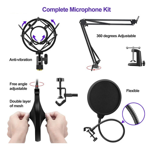 Kit De Microfone De Gravação Com Porta Usb 192 Khz/24 Bits P