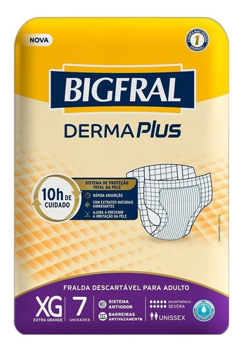 Fralda Geriátrica Bigfral Derma Plus Tamanho Xg - 8 Pacotes
