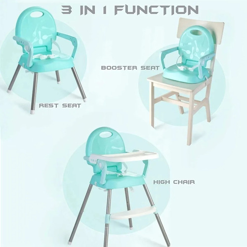 Silla De Comer Bebe 3 En 1 Love 660 Convertible Booster Color Verde Silla Convertible