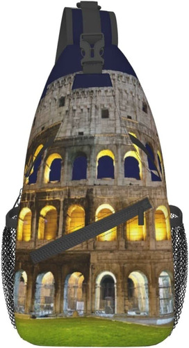 Elegante Bolsa Bandolera Pecho Coliseo Roma Famosa Columna
