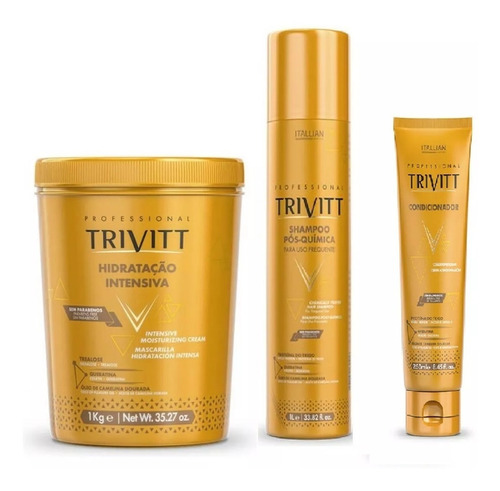 Kit Trivitt Shampoo 1l Condicionador 250 Hidrataçao 1kg 
