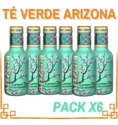 Té Verde Arizona Ginseng Y Miel 500ml - Pack X6