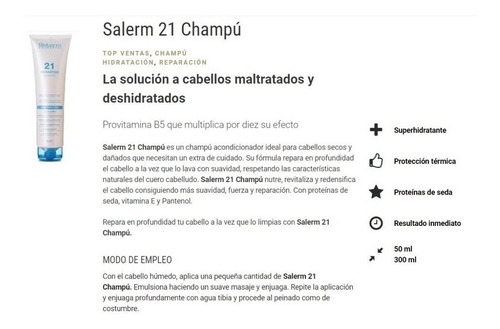 Kit Salerm 21 Ampolletas + Shampoo 1lt + Acondicionador 1lt
