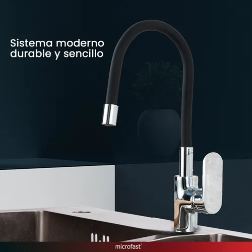 Grifo Canilla Bacha Cocina Cuello Flexible 360 Mono Comando