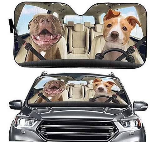 Tup Funny Dog Red Nose Pitbull Auto Sun Shade Cover Protect