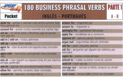 Os 140 Phrasal Verbs mais frequentes em inglês - A lista