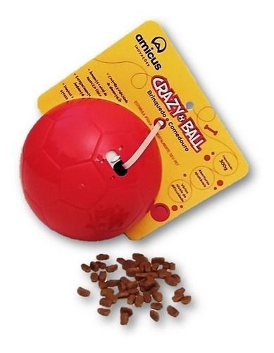 Brinquedo Cachorro Bola Crazy Ball C/ Dispenser Ração G 13cm