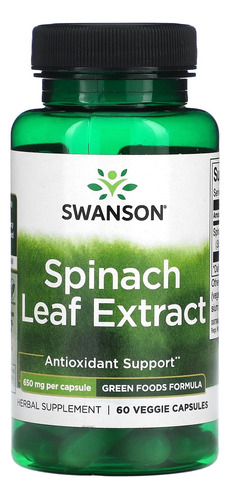 Extracto De Hoja De Espinaca 650 Mg - 60 Cápsulas Veganas Swanson