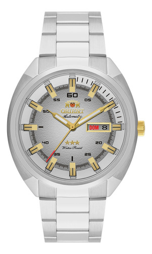 Relógio Orient Masculino Automático Prata Social Nh3ss006 Correia Prateado Bisel Prateado Fundo Prateado