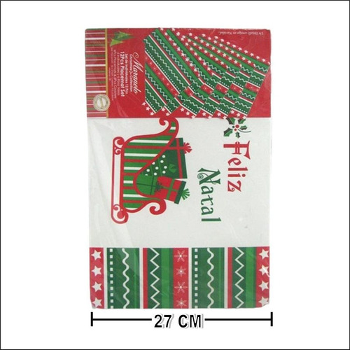 Imagen 3 de 7 de Juego De Manteles Individuales Feliz Navidad + 6 Posa Vasos
