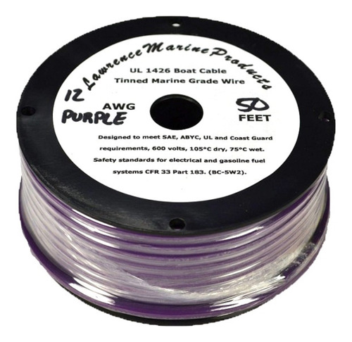 Alambre Primario Marino Estañado 12 Awg Purpura 50 Pie