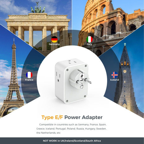 Adaptador De Corriente De Viaje Tessan Alemania Francia Ench