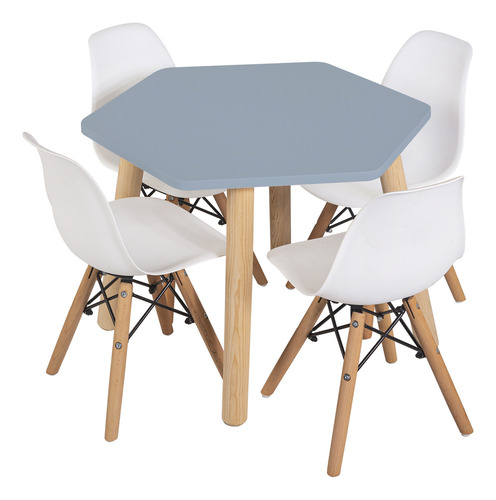 Comedor Moderno Para Niños 7 Acabados Mate Color Azul Diseño De La Tela De Las Sillas Silla Blanca/mesa Azul