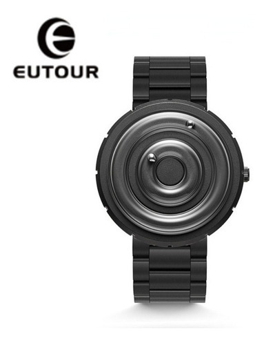 Relojes analógicos de cuarzo de moda casual Eutour, correa de color negro