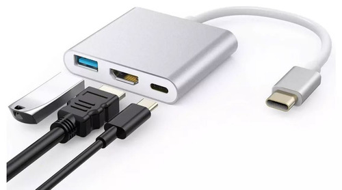Hub Adaptador Usb Tipo C 3 En 1 Hdmi Para Mac Macbook