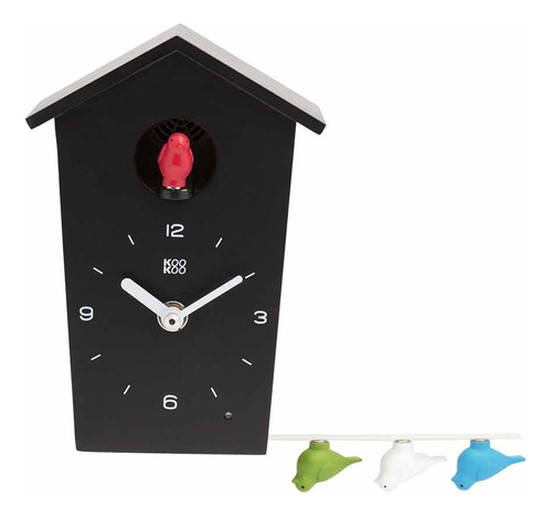 Kookoo Birdhouse Mini Negro Moderno Reloj Cuco 12 Cancion