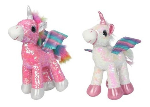 Juguete Peluche Unicornio De Lentejuelas Felpa 34x15 Cm P1.