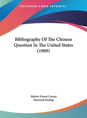 Libro Bibliography Of The Chinese Question In The United ...