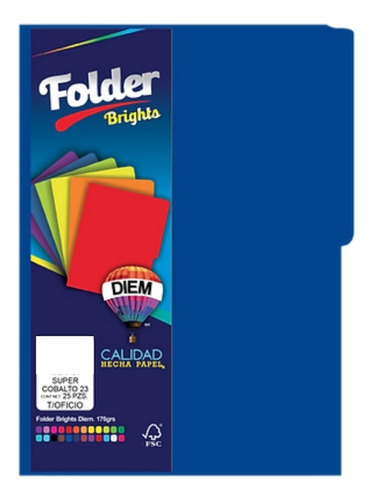 Folder Tamaño Oficio Colores Brillantes 25 Pzas