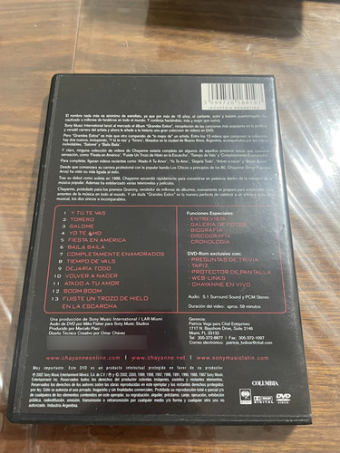 Dvd Música Chayanne Grandes Éxitos - Sony Music (Usado)