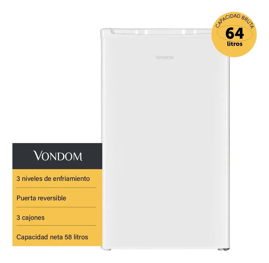 Freezer Vertical Bajo Mesada Vondom Blanco 64 Litros